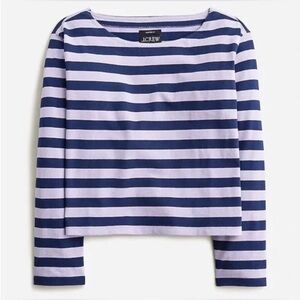 J.Crew Cropped Boatneck Top in Mariner Cotton